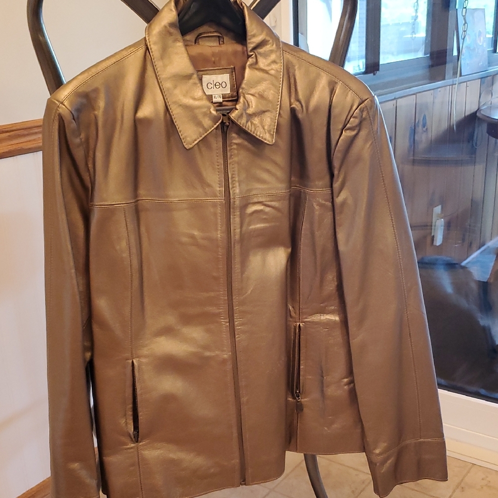 Cleo Women's Gold Leather Jacket